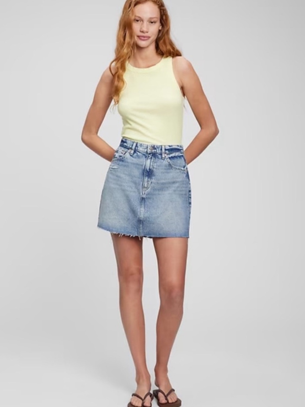 Gap Icon Raw Hem Denim Mini Skirt
